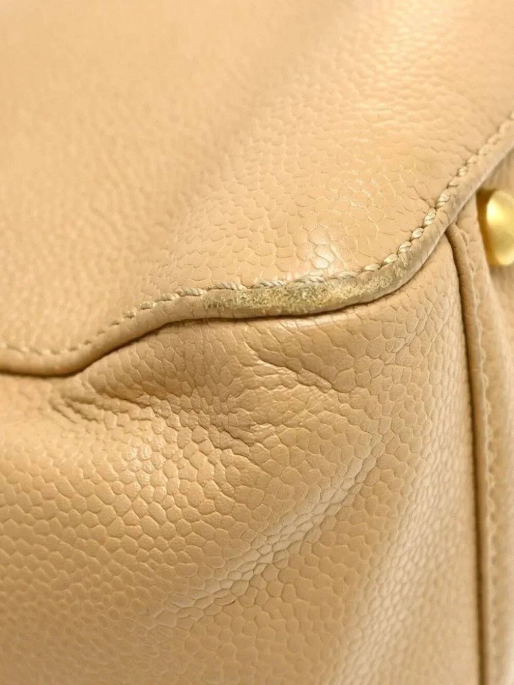 Chanel Beige Calfskin Tote Handbag